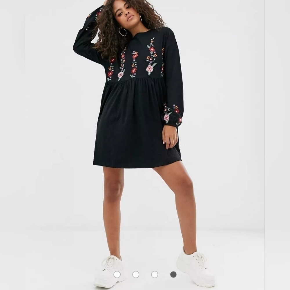 Asos DESIGN Sleeve Embroidered Smock Dress Size 6